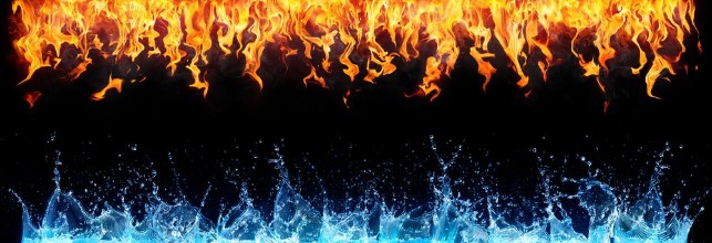 Picture of Fire and water on black - opposite energy