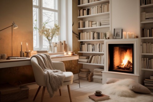 Afbeeldingen van Red deer stag silhouette in the mist