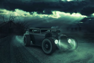 Image de Hotrod in dramatischer Nacht