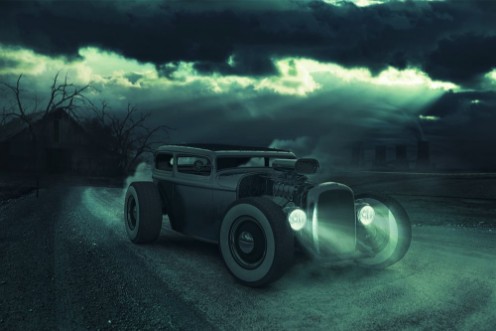 Image de Hotrod in dramatischer Nacht