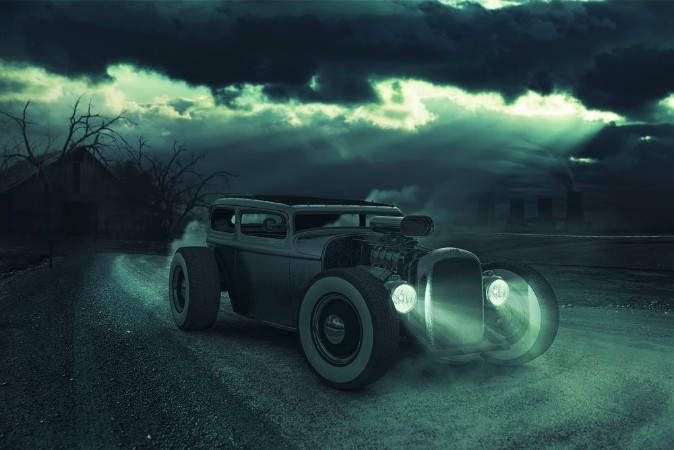 Picture of Hotrod in dramatischer Nacht