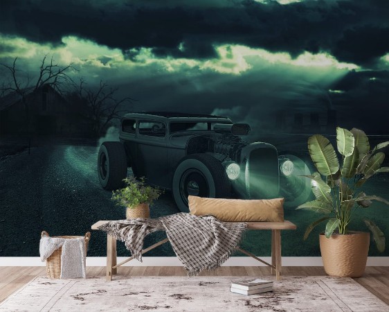 Picture of Hotrod in dramatischer Nacht