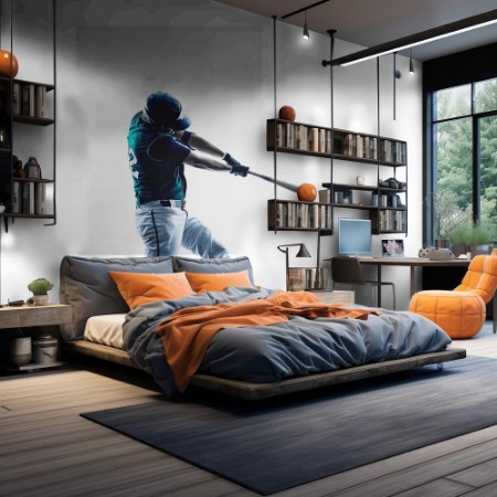 Picture of Man baseball player silhouette isolated