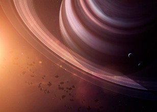 Image de The Saturn with moons from space showing all they beauty