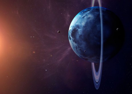 Picture of The Uranus with moons from space showing all they beauty