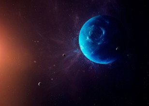 Image de Neptune avec des lunes