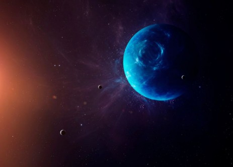 The Neptune with moons from space showing all they beauty photowallpaper Scandiwall