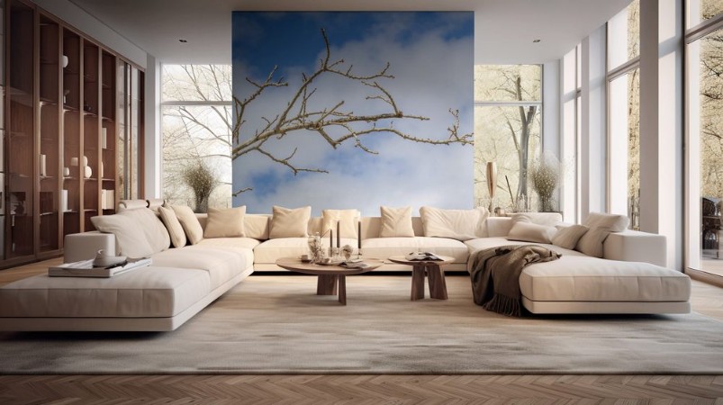 Picture of Branche de bois noir sur fond de ciel nuageux 