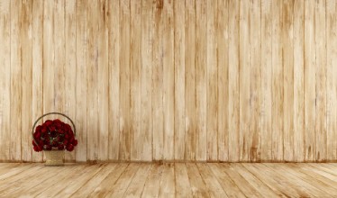 Picture of Old wooden room with wicker basket