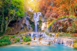 Picture of Waterfall in rain forest Tat Kuang Si Waterfalls at Laos