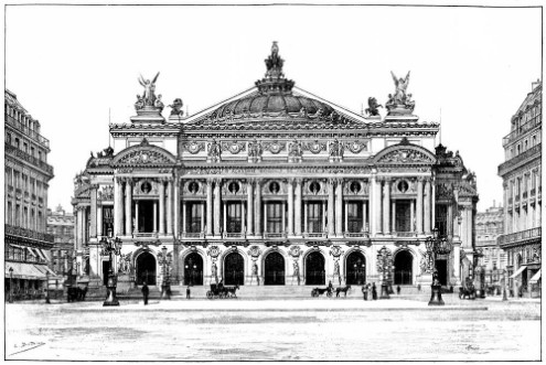 Afbeeldingen van Facade of the opera vintage engraving