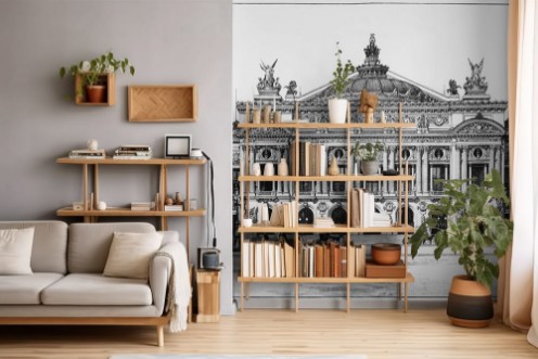 Afbeeldingen van Facade of the opera vintage engraving