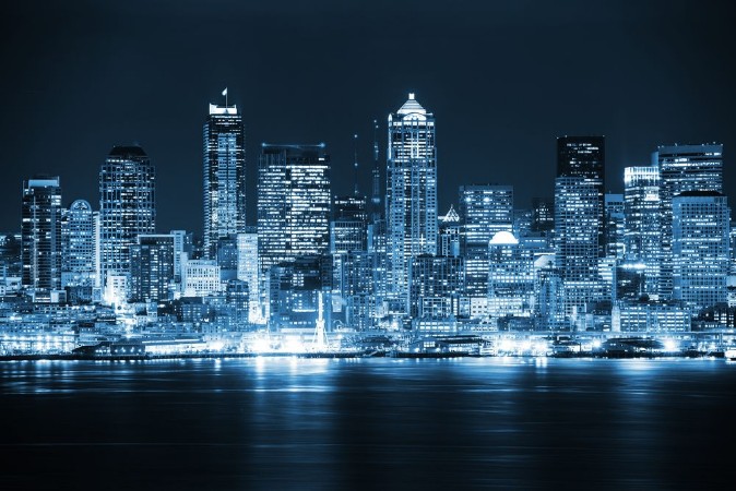 Night in the Seattle photowallpaper Scandiwall