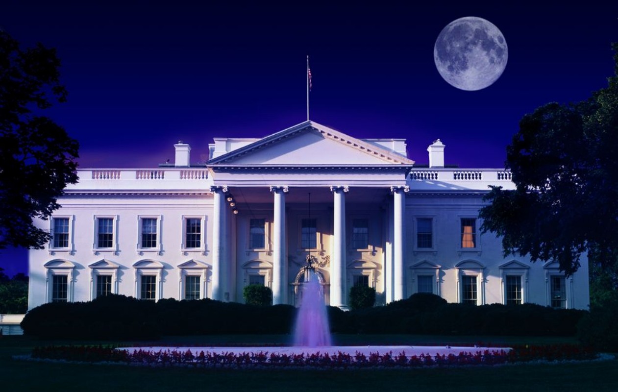 Picture of Digital composite The White House Washington DC and full moon