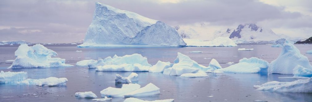 Afbeeldingen van Panoramic view of glaciers and icebergs in Paradise Harbor Antarctica