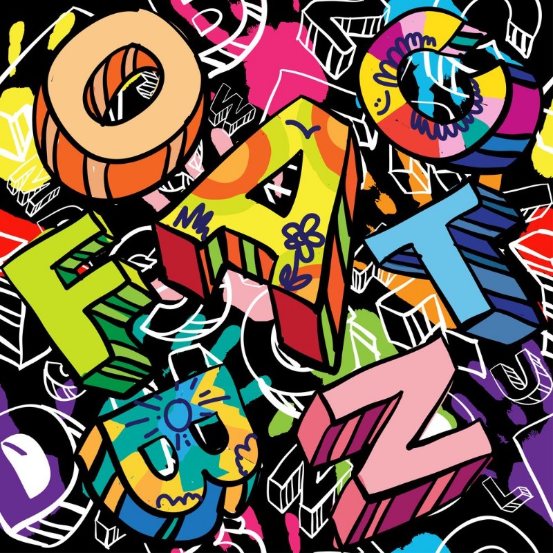 Picture of Seamless Pattern with Hand Colorful Prints and Handwritten FontGraffiti Style Hipster Style