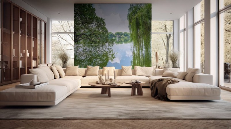 Picture of Tortoises tower on Lake Hoan Kiem Hanoi Vietnam reflected the strain shimmering drooping willow lake romantic and quaint This is the image symbolizes Vietnam capital