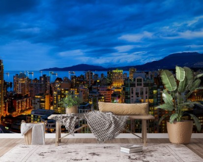Picture of Vancouver Canada panorama skyline at sunset Aerial view 