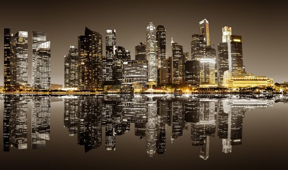 Afbeeldingen van Singapore downtown night view