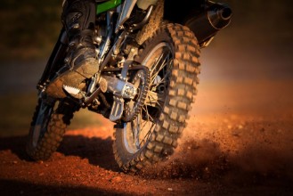 Picture of Action of enduro motorcycle on dirt track