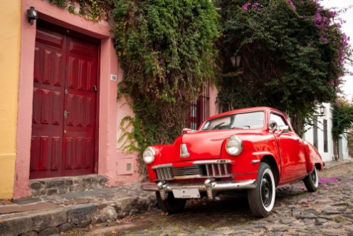 Picture of Red car in Colonia del Sacramento Uruguay