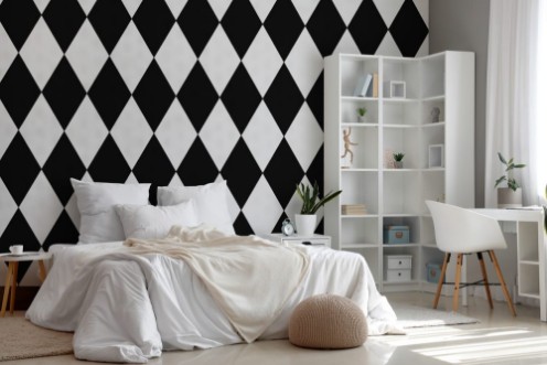 Picture of Seamless harlequin pattern-black and white