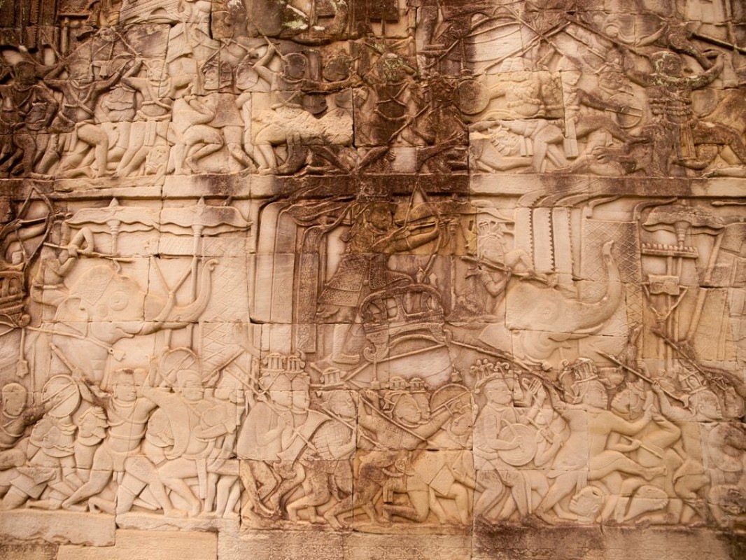 Picture of Details of stone carvings at Bayon Temple  Angkor Wat Cambodia