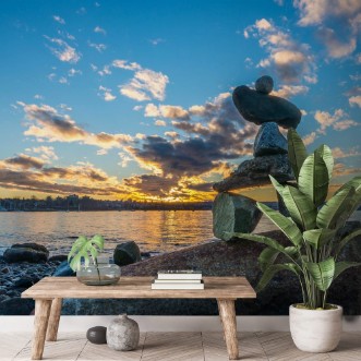 Image de Inukshuk in the sunset on the beach