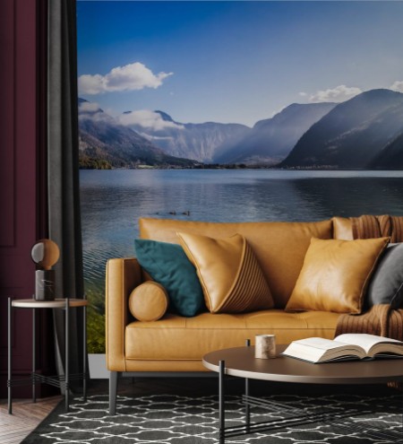 Picture of Panorama of crystal clear mountain lake in Alps