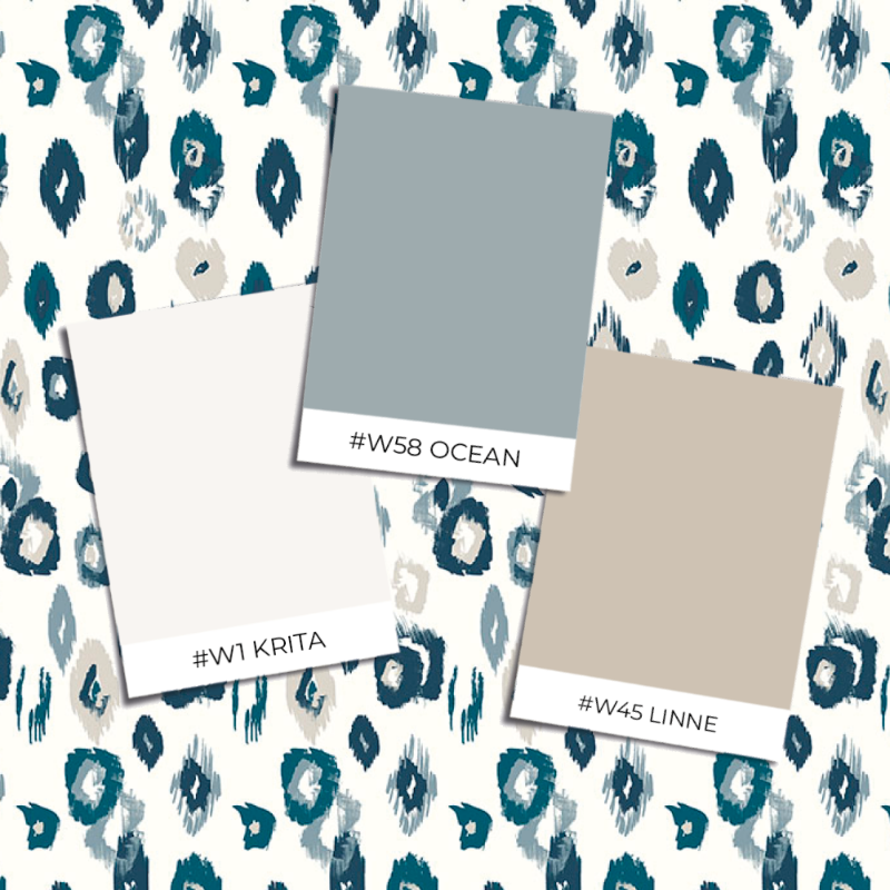 Picture of Farvesammensætning - Animal Ikat  Wilderness White & Serpentine  - WLD53118W - 03746-01