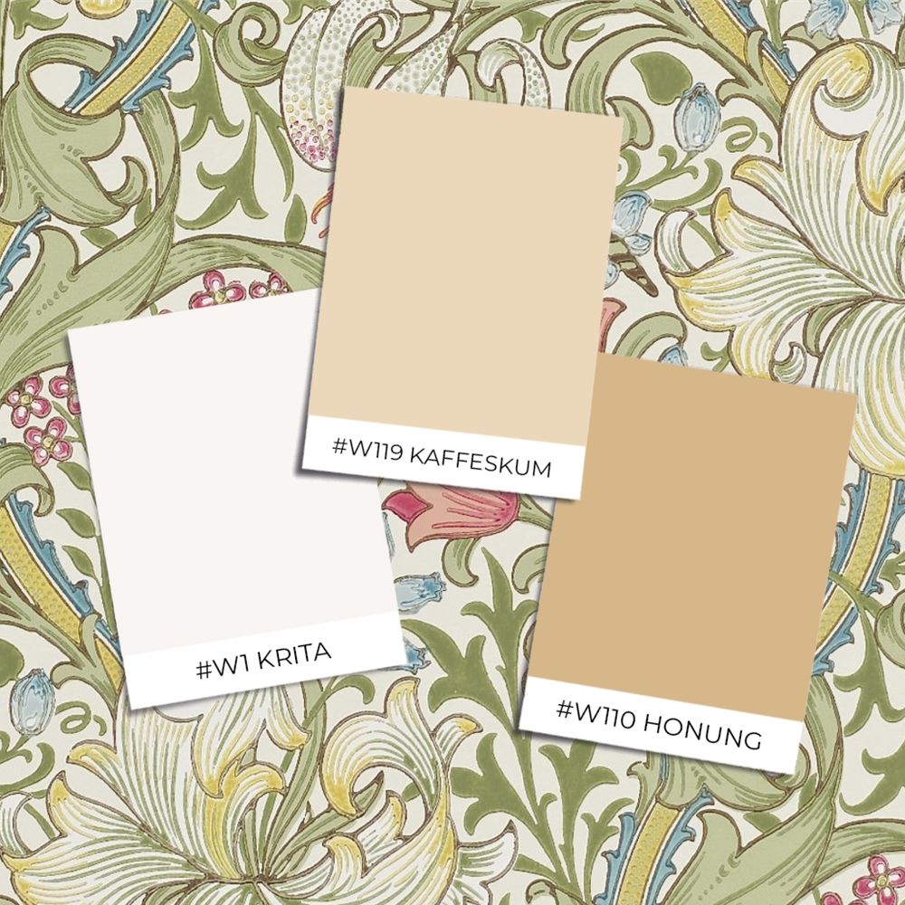 Golden Lily Green/Red - 210398 wallpaper William Morris