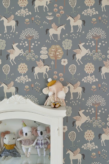 TRUE UNICORNS EVENING BLUE - 116-05 wallpaper Majvillan