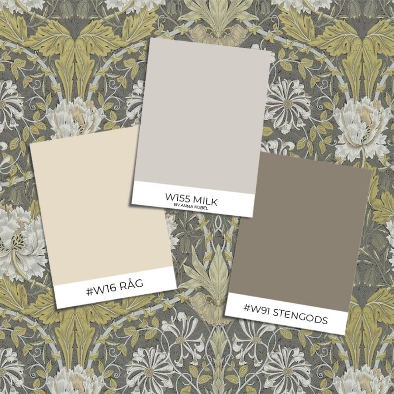 Honeysuckle & Tulip Charcoal/Gold - DM3W214701 wallpaper William Morris