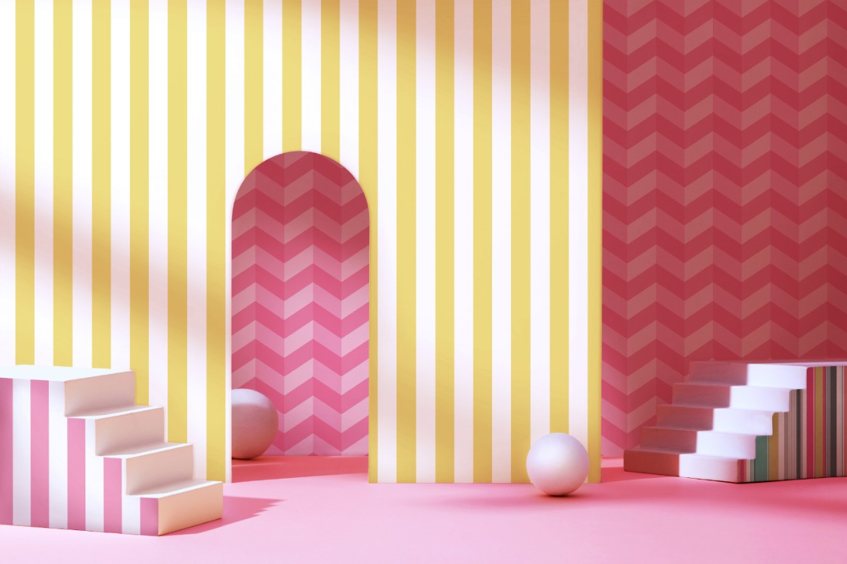 Illusion Chevron Hot Fushcia - STR50132W wallpaper Ohpopsi