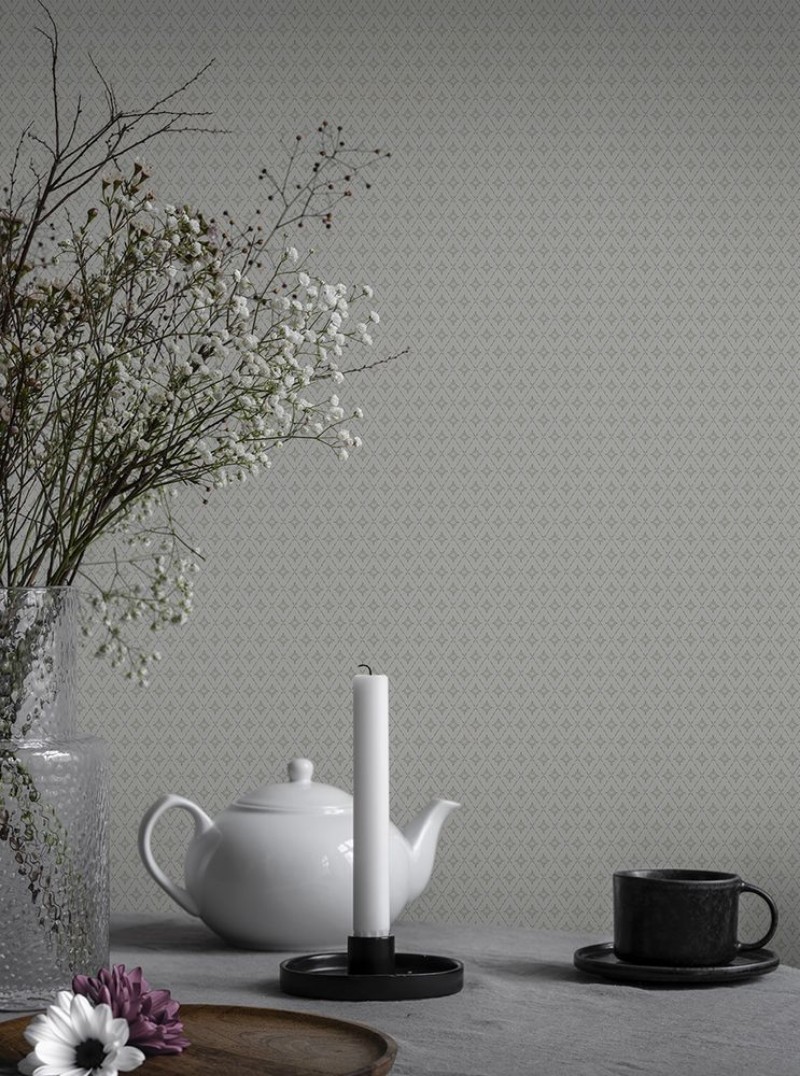 Lillstjärna Vit/grön - 680-10 wallpaper Duro