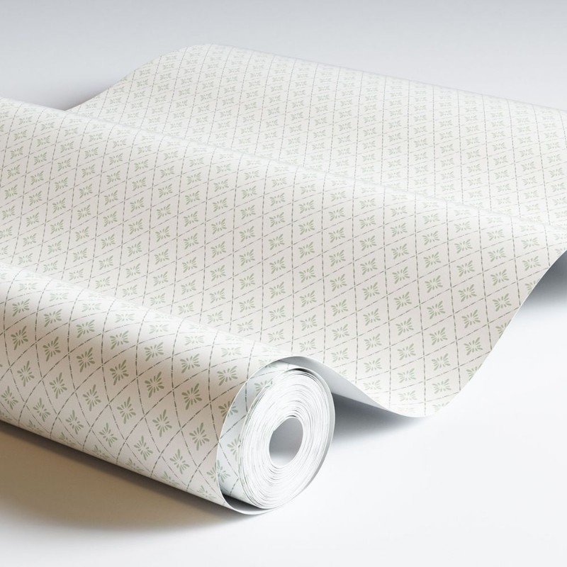Lillstjärna Vit/grön - 680-10 wallpaper Duro