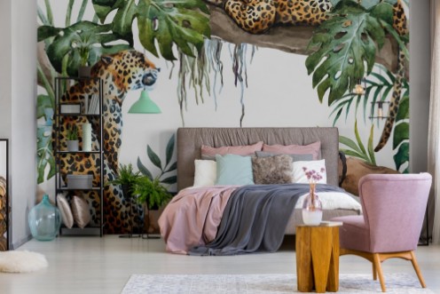 Watercolor vector leopard pattern photowallpaper Scandiwall