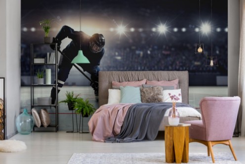 Hockey player on ice    Mixed media photowallpaper Scandiwall