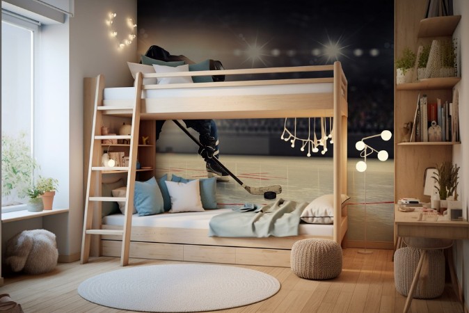 Hockey player on ice    Mixed media photowallpaper Scandiwall