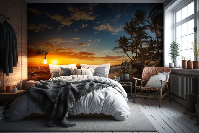 Sunrise over the beach photowallpaper Scandiwall