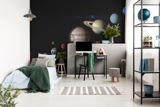 Planets of the Solar System view from space photowallpaper Scandiwall