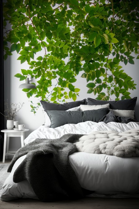 Green tree branch isolated photowallpaper Scandiwall