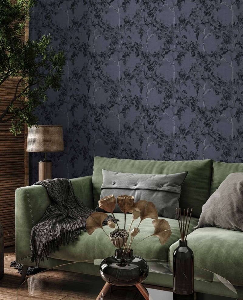 Willow Poem Navy - B00109 wallpaper Coordonné