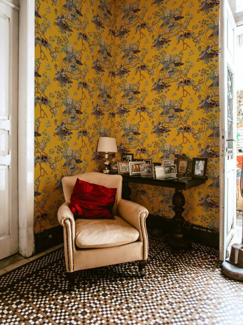 Sacred Pheasants Amber - B00114 wallpaper Coordonné