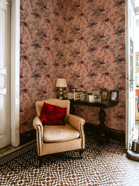 Sacred Pheasants Rose - B00116 wallpaper Coordonné