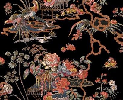 Sacred Pheasants Onyx - B00117 wallpaper Coordonné