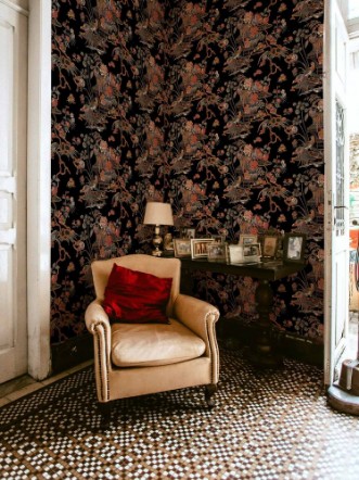 Sacred Pheasants Onyx - B00117 wallpaper Coordonné