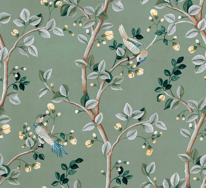 Birds Prosperity Jade - B00118 wallpaper Coordonné
