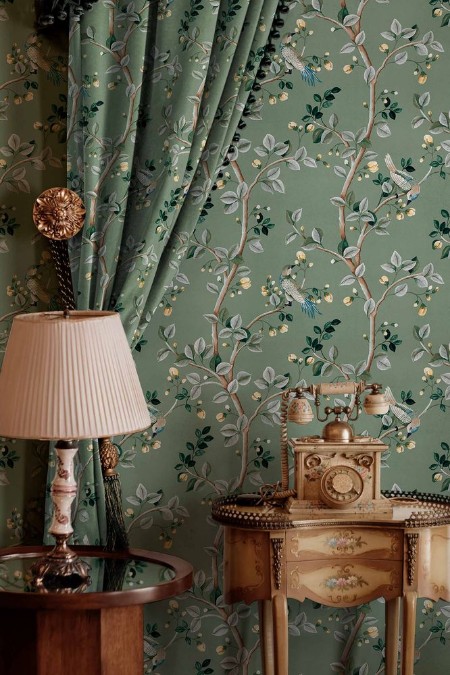 Birds Prosperity Jade - B00118 wallpaper Coordonné