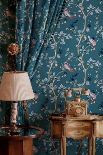 Birds Prosperity Sapphire - B00123 wallpaper Coordonné